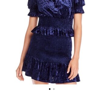 Sexy smocked velvet skirt